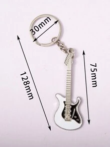 1 cặp Cặp Đôi Đàn Guitar & Túi Hình Ngôi Sao Năm Cánh Mặt Dây Móc Khóa Thông Thường - Đen và trắng - Xem 2