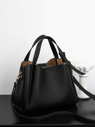 1pc Solid Color Handheld Bucket Bag/Minimalist Slanting Bag, Suitable For Women's Daily Use, Crossbody