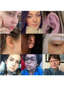 2入組外科鋼小鼻環/身體夾環16g 18g 20g,用於穿透tragus Septum Cartilage,適用於女性男性女孩禮物 - 銀色 - 查看 5