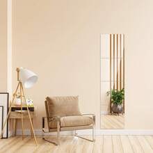 4Pcs Acrylic Mirrors Set Self Adhesive Mirror Tiles 2mm Thick Flexible Unbreakable Mirror Stickers Reflective Square Mirror Wall Stickers For Bedroom Living Room Bathroom Decor - Transparent - View 8