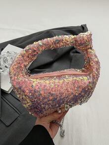 MINGHONG 1pc Sequin Tote Bag For Beach Vacation, Spring/Summer Women's Daily Use - Pink - View 1