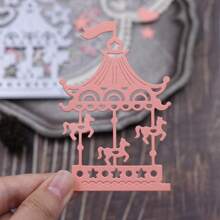 可爱的旋转木马金属切割模具，适用于剪贴簿、DIY 手工工艺品模板