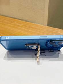 1入組彩色手機殼，珍珠裝飾和支架，適用於蘋果/三星/小米/紅米/OPPO/VIVO手機 - 藍色 - 查看 2