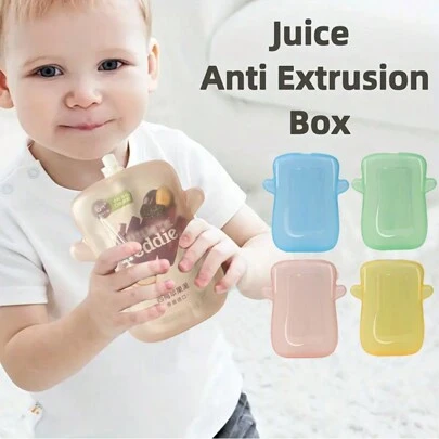 1pc Pink Baby Feeding Tool, Translucent Squeeze-Proof Puree Box For Children To Eat Yogurt And Puree, Compatible With Most Fruit And Yogurt Bags On The Market