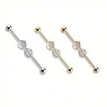 1件装无限符号耳环，镶嵌合成锆石，316不锈钢时尚小众工业风长款耳桥耳环，人体穿刺饰品，适合约会、派对、日常佩戴 - 無窮符號 - 查看 4