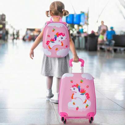 Children's Suitcase With Backpack, Kids Trolley, Children's Luggage With Wheels, Travel Suitcase With Telescopic Handle, Hard-Shell Suitcase For Children, Children's Trolley Color Choice