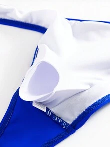 Women Solid Color Cross Wrap Bikini Set With Removable Pads For Beach Vacation Summer - Royal Blue - View 7