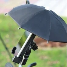 1 Pieza Mini Sombrilla Para Bicicleta, Protección Solar Y Contra La Lluvia Para Teléfono, Adecuado Para Ciclismo De Montaña, Bicicleta, Bicicleta Eléctrica - Negro - Ver 3