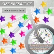36pcs Bicycle Spoke Decoration, Colorful Star-Shaped Bicycle Wheel Clip