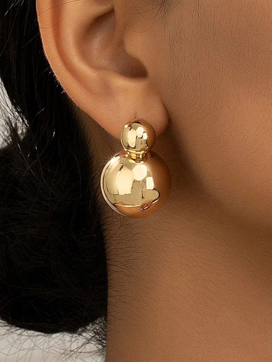2入組豪華＆復古＆極簡＆多用途＆輕奢＆時尚＆潮流金色球形耳環(女款),適用於假期、節日、派對、婚禮、購物、工作等場合 - 耳環 - 查看 1