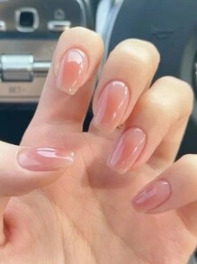 30入組短棺材形優雅極簡漸變腮紅果凍美甲套裝、女士和女孩美甲工具 - 藕粉色 - 查看 1