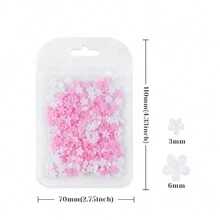 400 piezas Conjunto de decoraciones de uñas de flor acrílica blanca y rosa, accesorios de rhinestone para uñas, joyería para uñas, suministros para uñas - Multicolor - Ver 8