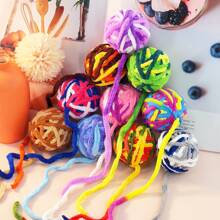 1pc Rainbow Ball Knitted Cat Toy, Funny Stress Reliever & Pet Teaser, Plush Chew Resistant - Multicolor - View 12
