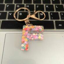 1 buc breloc unisex cu litere acrilice epoxidice cu paiete inițiale A-Z, decorațiune la modă cu inel de chei alfabet pentru portofel, accesorii auto pentru geantă de mână și școală, drăguț gotic Y2k