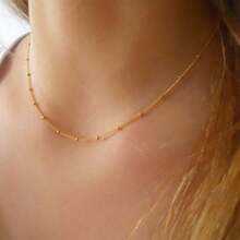 1條女士罕見極簡設計短款金色頸鏈銅珠鏈飾品 - 彩色 - 查看 3