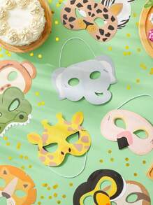 12 Piezas Máscaras De Animales Para Fiestas De Cumpleaños Temáticas De Safari Con Accesorios De Cabina De Fotos, Cubiertas De Ojos Para Favores De Fiesta, Disfraces, Vestimenta (7 X 5 Pulgadas)
