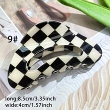 Glossy Checkered Claw Clips: Add A Stylish Touch To Your Hair With These Rectangle-Shaped Hair Clips!Valentine's Day Couples As A Gift Hair Accessories Hair Jaw Clip Hair Clamps Hair Clutch Hair Catcher Clip