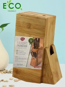 Organizador de Facas de Bambu Anti Fungos Suporte Para Tesouras Faqueiro de Bancada Cozinha Cepo Para Cozinha Original - CLINK - Bambu - Visão 1