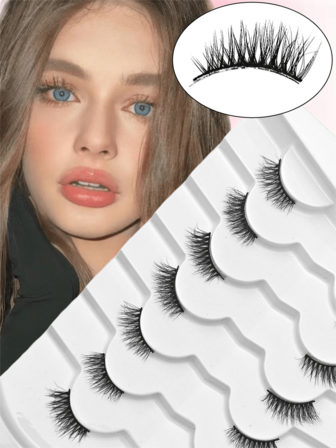 7 Pares De Pestañas Postizas De Seda Natural 3d, Extensión De Pestañas, Cómodas De Usar Y Se Sienten Naturales Al Maquillar