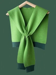 1 件女用糖果色針織披肩休閒彈性防風保暖圍巾時尚斗篷開襟衫 - 彩色 - 查看 1