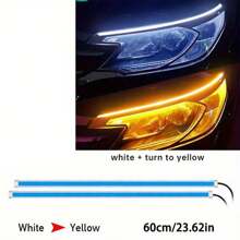 GLANBERT 2入組30/45/60cm柔軟led汽車前燈,薄型條形序列轉向信號drl燈 - 白黃 - 查看 15