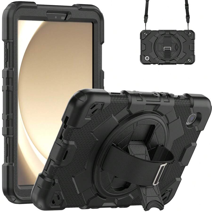 適用於TAB A9 (X110/X115)、A9 Plus 10.95英寸、S9 11英寸(X710/X716B/X718U)、S9 Plus 12.4 英寸(X810/X816/X818)平板電腦, 全面保護, 肩帶, 360度旋轉手提帶, 支架, 黑色