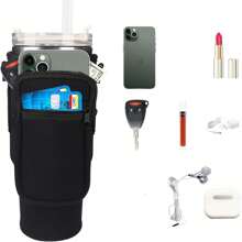 1入組適用於40盎司（約1134.0毫升）水瓶套，帶手柄、肩帶、瓶套袋子和健身徒步杯配件的水瓶袋 - 黑色 - 查看 7