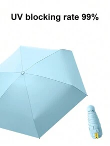 1pc 5 Fold Dual-Use Sunscreen Umbrella, Portable Mini Capsule Umbrella - Blue - View 5
