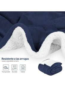 Manta Bluelander Matrimonial: Suavidad con Afelpado Tipo Borrego, Perfecta para Climas Fríos - Azul Marino - Ver 5