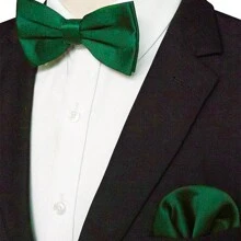 Men's Solid Color Pre-Tied Bow Tie And Pocket Square Set, Casual Men's Necktie - Multicolor - View 2