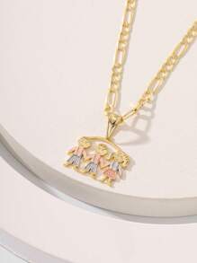 قلادة بتعليقة رجل وامرأة يتشابكان الأيدي مطرزة ثلاثية الألوان من النحاس المطلي بالنحاس المقاوم للحساسية، قطعة واحدة، أنيقة وبسيطة، مناسبة لعيد الأم/عيد الحب، للأزواج والأصدقاء والأوصياء، للارتداء اليومي والأعياد، للصلاة - ذهبي أصفر - مشاهدة 4