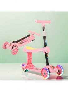 Scooter  De Juguete  ligero y plegable, patinete con altura ajustable para ejercitar equilibrio y coordinación. Con luces multicolor ,patinetas para niñas patinete niño scooters patin del diablo niño - Rosa Pálido - Ver 1