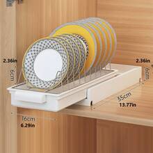 1 Miếng Phòng bếp Giá để bát đĩa , Tủ Được xây dựng trong Tự làm Loại ngăn kéo Kéo Rổ , Kéo Và Bát Giá đỡ Đĩa Làm khô hạn Cái giá , Kéo ra Có thể mang đi Sắt Hộp đựng , Nhà  Phụ kiện Nhà bếp - trắng - Xem 2