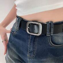 1 件女士宽皮带，适合牛仔裤，时尚百搭黑色休闲腰带，夏季、秋季、万圣节 - 黑色 - 查看 3