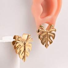 2 Piezas Nuevos Enchufes De Oreja De Silla De Moda Con Hojas, Túneles De Pendientes De Acero Inoxidable Para La Expansión Del Cuerpo Y Piercing De Joyas De Cuerpo