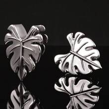 2 Piezas Nuevos Enchufes De Oreja De Silla De Moda Con Hojas, Túneles De Pendientes De Acero Inoxidable Para La Expansión Del Cuerpo Y Piercing De Joyas De Cuerpo