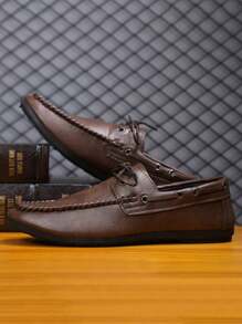 Làm Việc  Tiếng Anh Phong cách Chính thức Giày dép Giải trí Da Giày dép Nam Thoải mái Giày đế bệt Lace-up Nam Giày dép , Retro - màu nâu - Xem 1