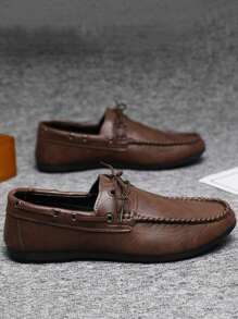 Làm Việc  Tiếng Anh Phong cách Chính thức Giày dép Giải trí Da Giày dép Nam Thoải mái Giày đế bệt Lace-up Nam Giày dép , Retro - màu nâu - Xem 2