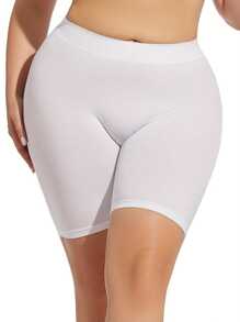 Meguma 1pc Women Plus Size High Waist Shorts, Stretchy Nude Feeling Tight Compression Shorts, Fitness Underwear