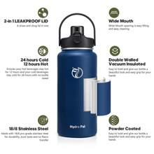 Insulated Water Bottle With 2-In-1 Lid (Chug Lid/Straw Lid),40oz/64oz Double Walled Vacuum Stainless Steel Water Bottles, Water Jug With Straw, Wide Mouth Insulated - 寶藍色 - 查看 6