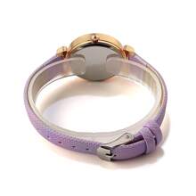 1pc Women's Elegant, Lovely And Colorful Leather Strap Gradient Dial Quartz Wristwatch, Girl Style - Purple - View 5