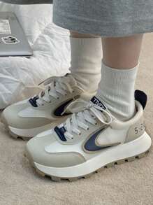 Women's Classic Retro Color Block Casual Sports Shoes, Students' All-Match Running Shoes For Campus