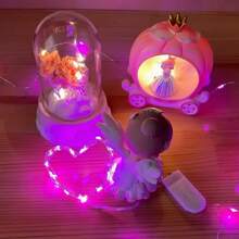 1 String 20 LED 2M Fairy Lights, Battery Powered (Batteries Included) Waterproof Copper Wire Fairy Lights, Suitable For DIY Wedding, Dorm, Bedroom, Christmas, Halloween, Party, Flower Decoration, Birthday, Campus Decoration (Color: Warm White/White/Colorful/Blue/Purple/Pink/Red/Green)