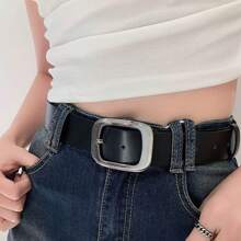 1 件女士宽皮带，适合牛仔裤，时尚百搭黑色休闲腰带，夏季、秋季、万圣节 - 黑色 - 查看 2