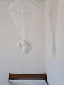 Mosquiteiro Cama de Teto Casal e Solteiro de Renda Filó protege de Mosquitos, pernilongo e Insetos. - Branco - Visão 6