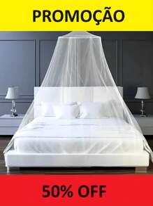 Mosquiteiro Cama de Teto Casal e Solteiro de Renda Filó protege de Mosquitos, pernilongo e Insetos. - Branco - Visão 1