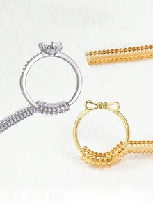 1set/4pcs Ring Size Adjuster With Plastic Spiral Coil For Transparent Elastic Ring Sizer Adjuster - Gold - View 3