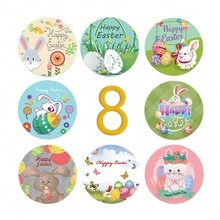 500 cái/cuộn Giấy Tiệc Phục sinh Con thỏ Hình dán , Qủa tặng Phong kín Nhãn , Tự dính Hình dán - Nhiều màu - Xem 7