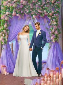 2/4pcs-Tulle Background Curtains, Transparent Background Curtains Suitable For Birthday Parties Wedding Spring Season Parties, Photography Background Decoration,Valentine's Day Decoration, Holiday Party Photography Background Decor,Hanging Curtain Background Decor, Thanksgiving Day, Halloween, Christmas