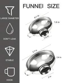 Canning Funnel For Kitchen Use, Wide Mouth Stainless Steel Funnel For Wide And Regular Mouth Mason Jar,  Metal Funnel For Filling Bottle, Large Funnel For All Liquid And Solid - Multicolor - View 3